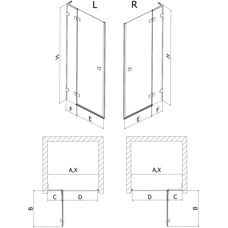 Mexen Lunar L Duschschwenktür rechts 100 cm, transparent, Chrom - 834L-100-000-01-00-P