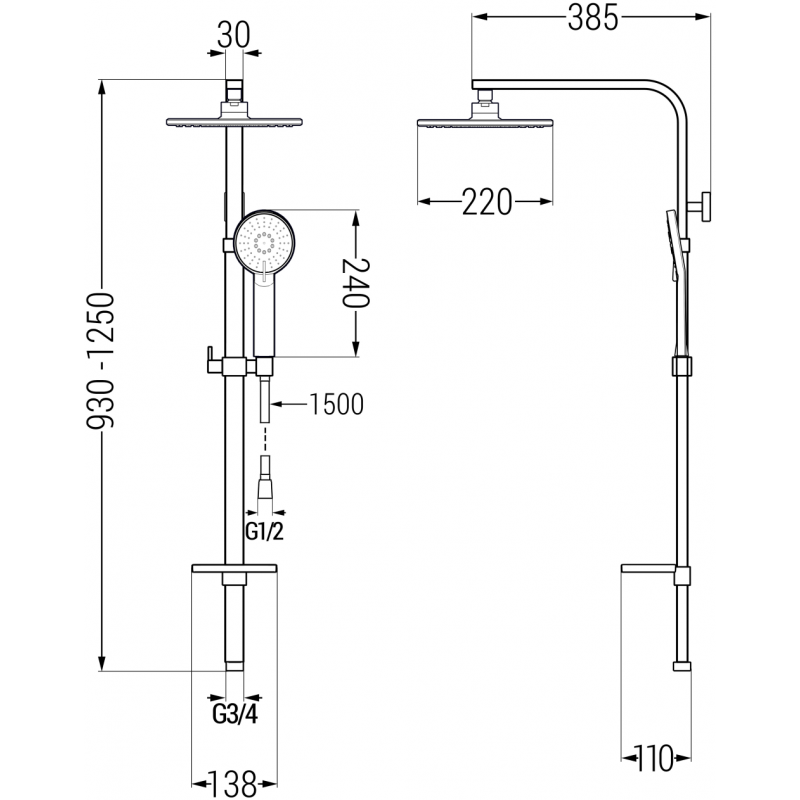 Mexen Q40 Duschsäule, Roségold - 798404095-60