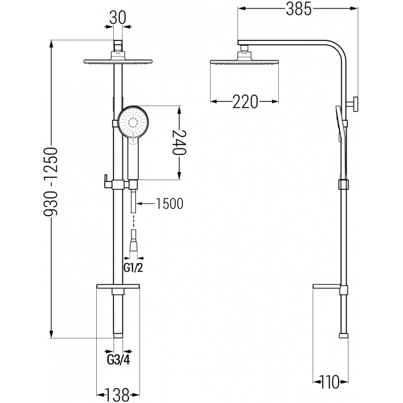 Mexen Q40 Duschsäule, Graphit - 798404095-66