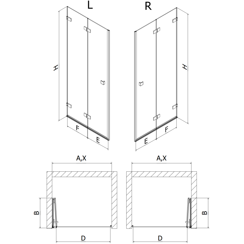 Mexen Lunar-F Falttür für Dusche rechts 90 cm, transparent, weiß - 836-090-000-20-00-P