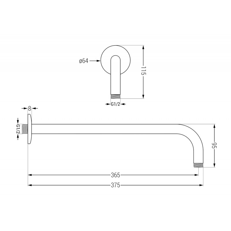 Mexen Wand-Duscharm 40 cm Gold - 79211-50