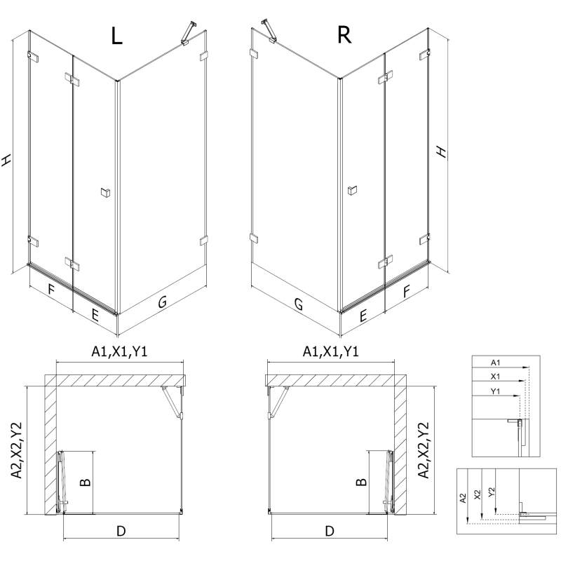 Mexen Lunar-F Duschkabine klappbar rechts 100 x 90 cm, transparent, schwarz - 836-100-090-70-00-P