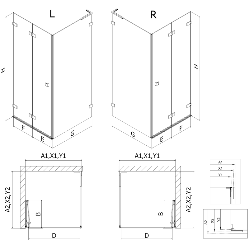 Mexen Lunar-F L klappbare Duschkabine links 95 x 90 cm, transparent, Chrom - 836L-095-090-01-00-L