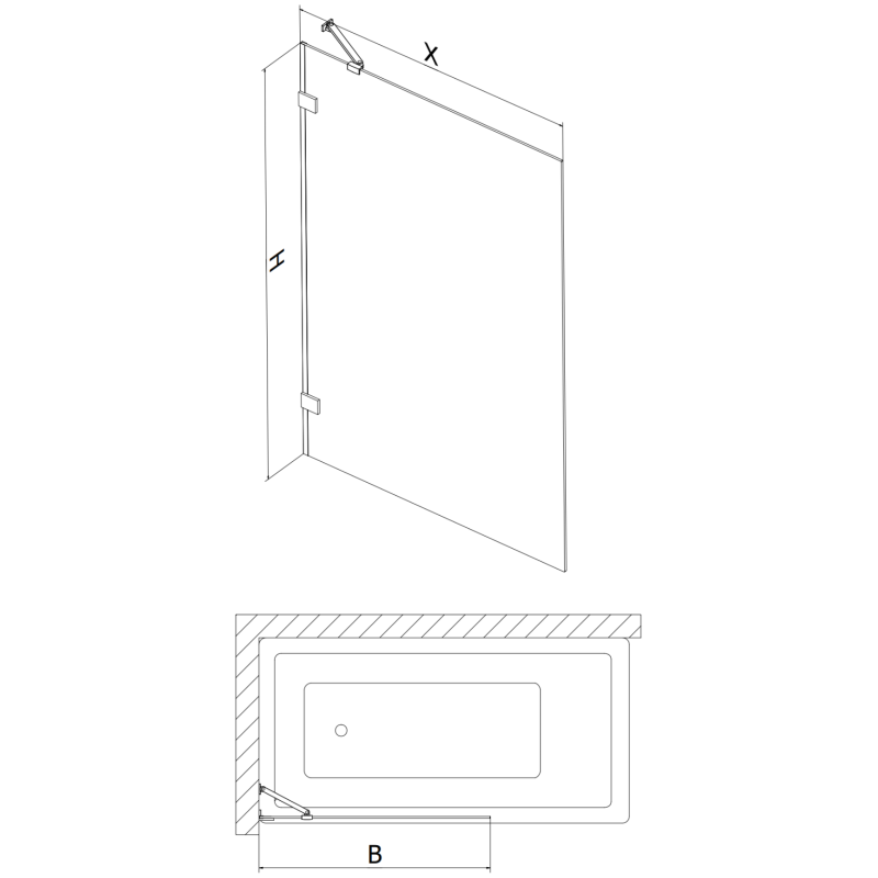 Mexen Lunar Badefaltwand 1-flügelig 50 x 150 cm, transparent, Chrom - 897-050-000-01-00