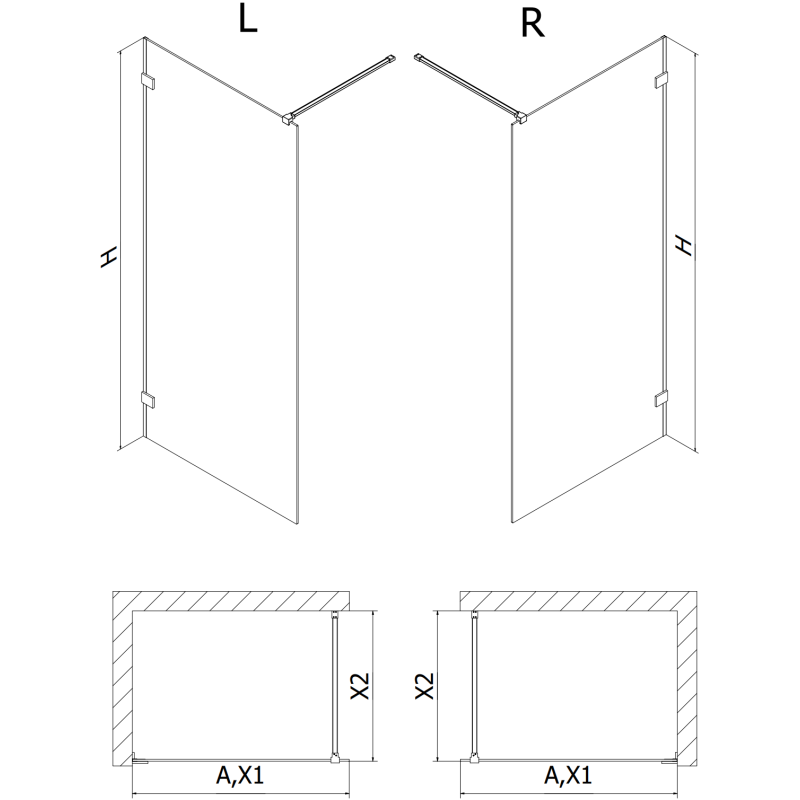 Mexen Lunar Duschwand Walk-in links 110 x 200 cm, transparent 8 mm, Chrom - 830-110-000-01-00-L