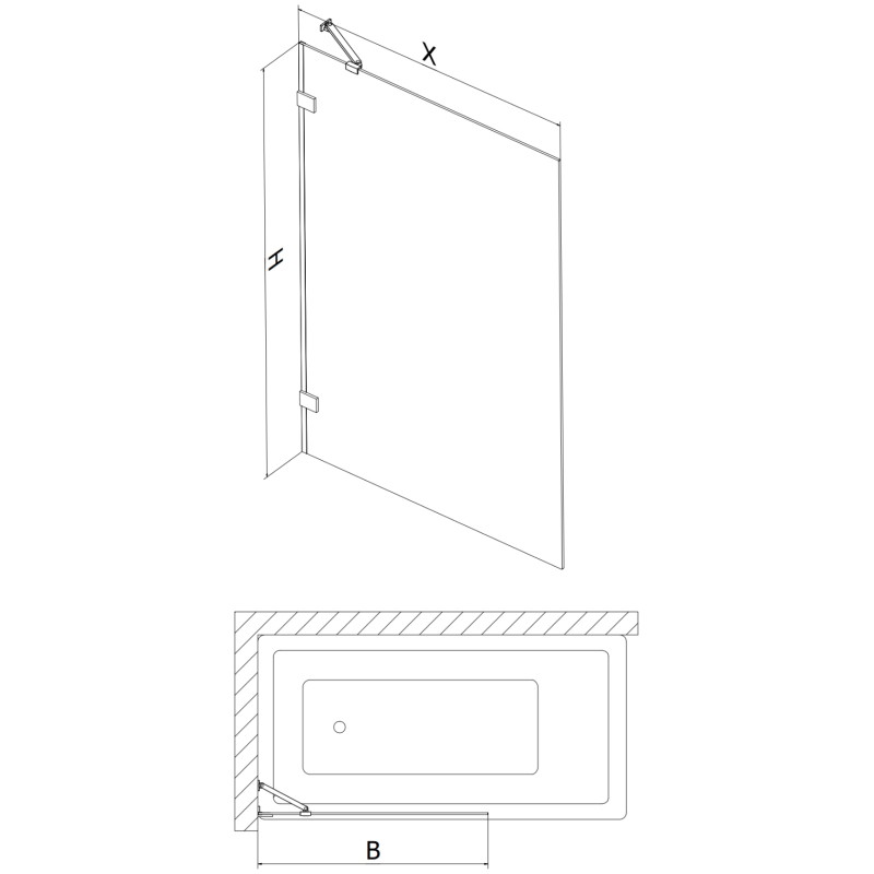 Mexen Lunar einflügelige Badewannenfalttür 100 x 150 cm, transparent, gebürstetes Kupfer - 897-100-000-65-00