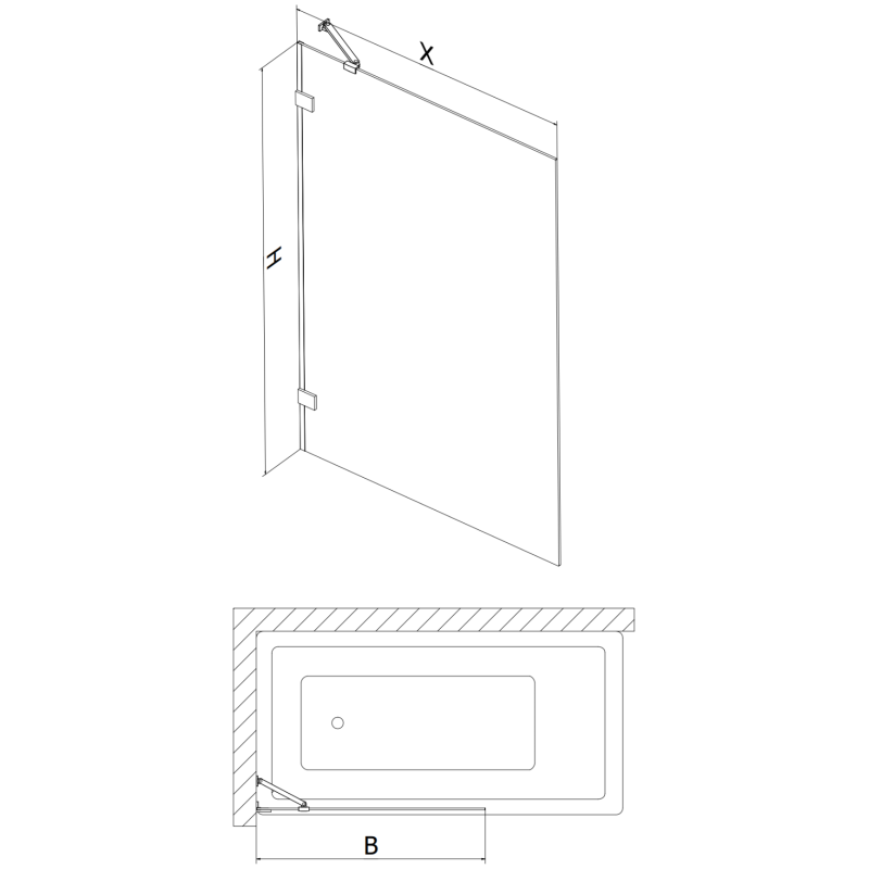 Mexen Lunar Duschwand 1-flügelig 90 x 150 cm, transparent, gebürstetes Gun Grau - 897-090-000-66-00