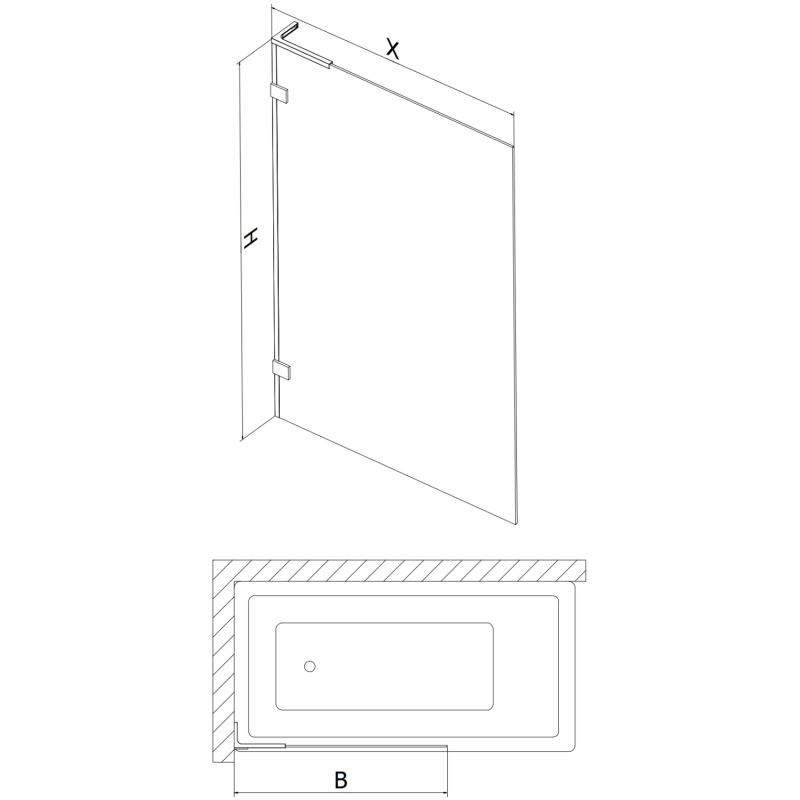 Mexen Lunar L Badewannenfaltwand 1-flügelig 90 x 150 cm, transparent, schwarz - 897L-090-000-70-00
