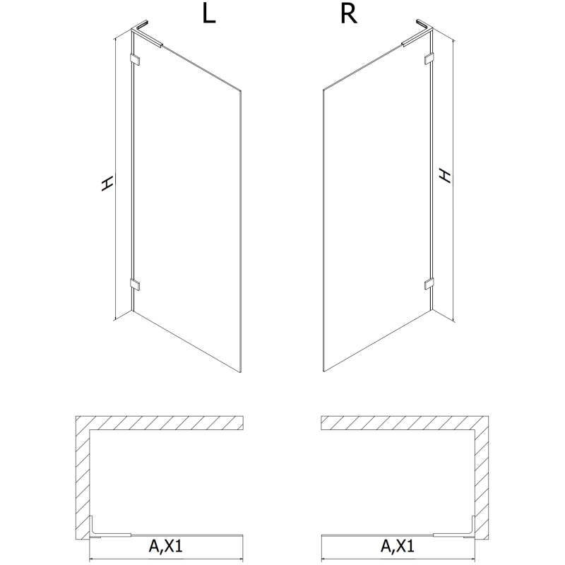 Mexen Lunar L Duschwand Walk-in links 100 x 200 cm, transparent 8 mm, weiß - 830L-100-000-20-00-L