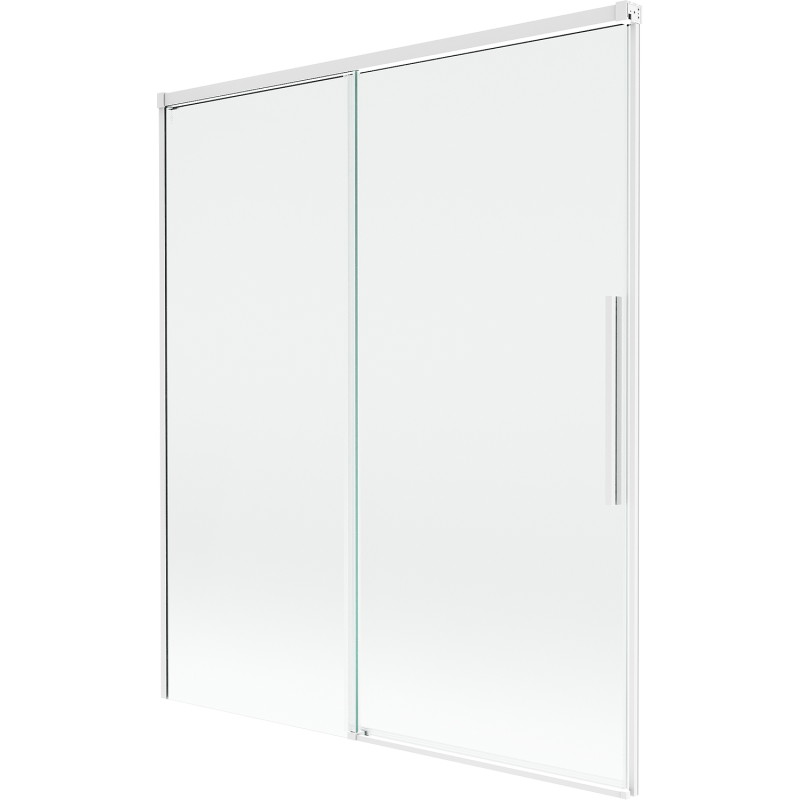 Mexen Rox 2-flügelige, verschiebbare Badewannenabtrennung 140 x 150 cm, transparent, weiß - 8C9-140-001-20-00