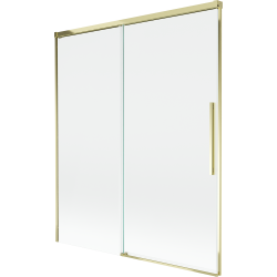 Mexen Rox Badezimmer-Duschabtrenner 2-flügelig verschiebbar 140 x 150 cm, transparent, gold - 8C9-140-001-50-00