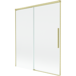 Mexen Rox Badewannenfaltwand 2-flügelig, verschiebbar 140 x 150 cm, transparent, gebürstetes Gold - 8C9-140-001-55-00