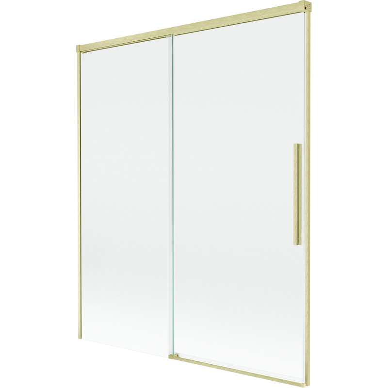 Mexen Rox 2-flügeliger, verschiebbarer Badewannenspritzschutz 140 x 150 cm, transparent, gebürstetes Gold - 8C9-140-001-55-00