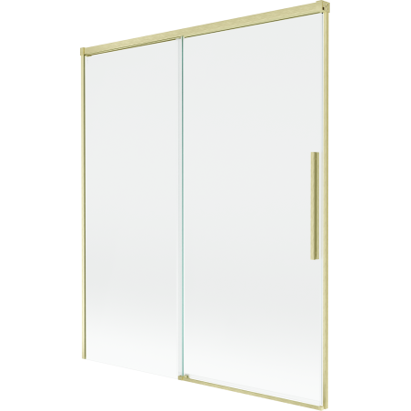 Mexen Rox 2-flügeliger, verschiebbarer Badewannenspritzschutz 140 x 150 cm, transparent, gebürstetes Gold - 8C9-140-001-55-00