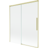 Mexen Rox 2-flügeliger, verschiebbarer Badewannenspritzschutz 140 x 150 cm, transparent, gebürstetes Gold - 8C9-140-001-55-00