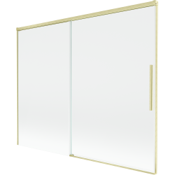 Mexen Rox 2-flügelige, verschiebbare Badewannenabtrennung 190 x 150 cm, transparent, gebürstetes Gold - 8C9-190-001-55-00