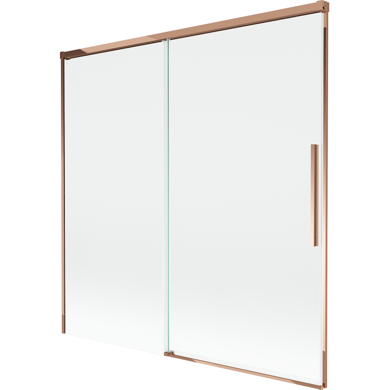 Mexen Rox Badewannenabtrennung, 2-flügelig, ausziehbar, 160 x 150 cm, transparent, Roségold - 8C9-160-001-60-00