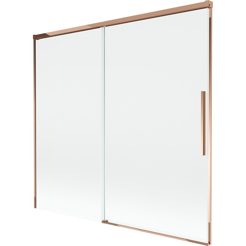 Mexen Rox ausziehbare 2-flügelige Wannentrennwand 170 x 150 cm, transparent, Roségold - 8C9-170-001-60-00