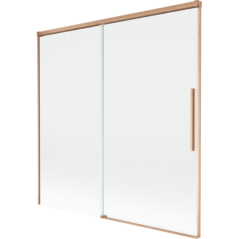 Mexen Rox zweiflügelige, verschiebbare Badewannenabtrennung 160 x 150 cm, transparent, gebürstetes Kupfer - 8C9-160-001-65-00
