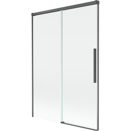 Mexen Rox Duschabtrennung, 2-flügelig, schiebbar 120 x 150 cm, transparent, gebürstet gun gray - 8C9-120-001-66-00
