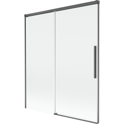 Mexen Rox 2-flügelige verschiebbare Badewannenabtrennung 140 x 150 cm, transparent, gebürstet gun gray - 8C9-140-001-66-00