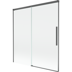 Mexen Rox Duschabtrennung, 2-flügelig, verschiebbar, 150 x 150 cm, transparent, gun gray gebürstet - 8C9-150-001-66-00