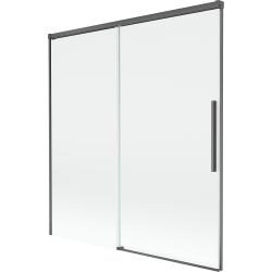 Mexen Rox zweiflügelige Duschabtrennung, verschiebbar 150 x 150 cm, transparent, gun grey gebürstet - 8C9-150-001-66-00