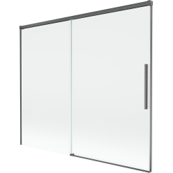 Mexen Rox Duschabtrennung 2-flügelig verschiebbar 180 x 150 cm, transparent, gebürstetes Gun Gray - 8C9-180-001-66-00