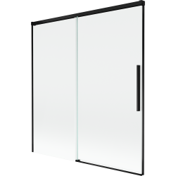 Mexen Rox zweiflügeliger aufschiebbarer Badewannenfaltwand 150 x 150 cm, transparent, schwarz - 8C9-150-001-70-00