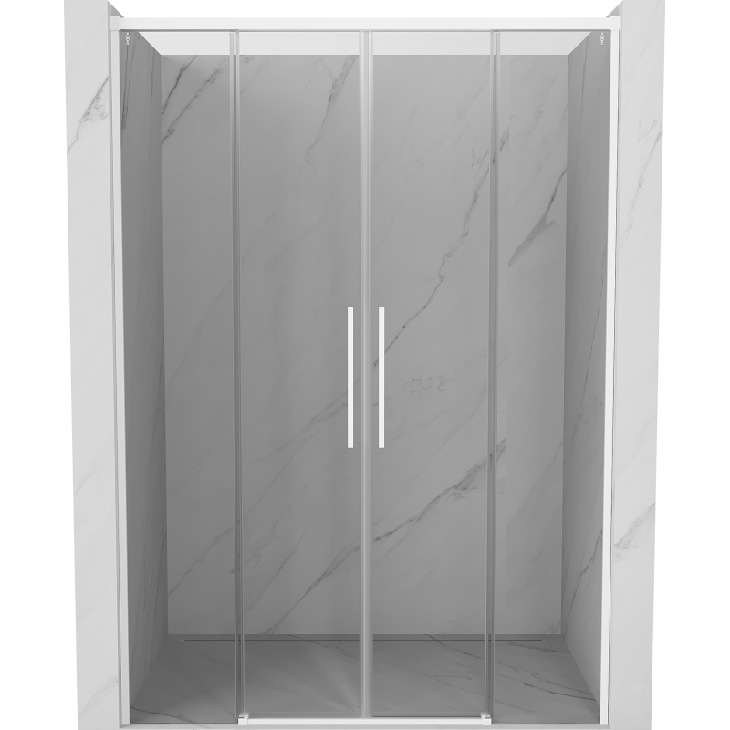 Mexen Rox Duo Schiebeduschtüren 160 cm, transparent, weiß - 8C2-160-002-20-00