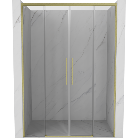 Mexen Rox Duo Schiebetüren für Dusche 140 cm, transparent, gebürstetes Gold - 8C2-140-002-55-00