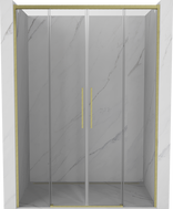 Mexen Rox Duo Schiebetüren für Dusche 140 cm, transparent, gebürstetes Gold - 8C2-140-002-55-00