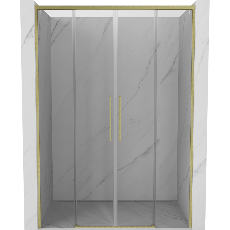 Mexen Rox Duo Schiebetüren für Dusche 150 cm, transparent, gebürstet gold - 8C2-150-002-55-00