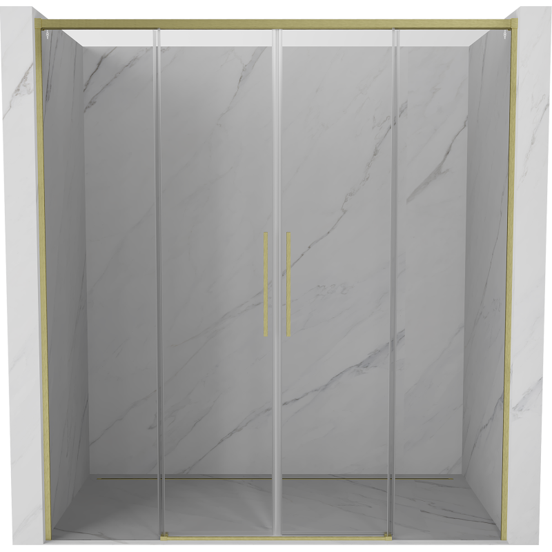 Mexen Rox Zweiflügelige Duschschiebetür 180 cm, transparent, gebürstetes Gold - 8C2-180-002-55-00
