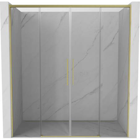 Mexen Rox Zweiflügelige Duschschiebetür 180 cm, transparent, gebürstetes Gold - 8C2-180-002-55-00