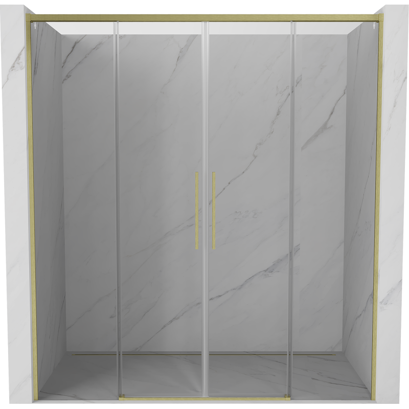 Mexen Rox Duo Schiebeduschtüren 200 cm, transparent, gebürstetes Gold - 8C2-200-002-55-00