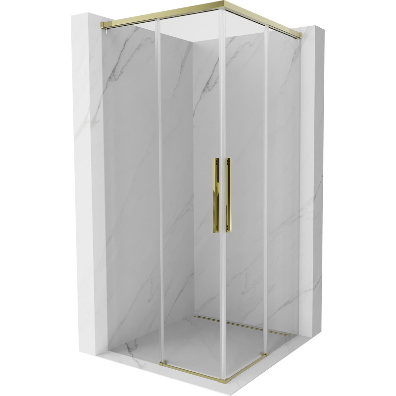 Mexen Rox Duo Schiebetür-Duschkabine 100 x 100 cm, transparent, gold - 8C2D-100-100-50-00