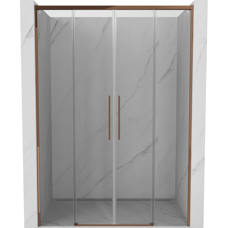 Mexen Rox Duo Schiebetüren Duschtür 140 cm, transparent, Roségold - 8C2-140-002-60-00