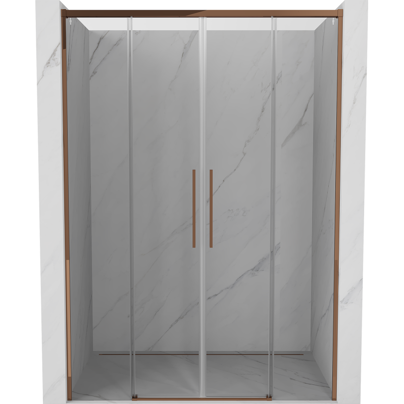 Mexen Rox Duo Schiebetür für Dusche 150 cm, transparent, Roségold - 8C2-140-002-60-00 - 8C2-150-002-60-00