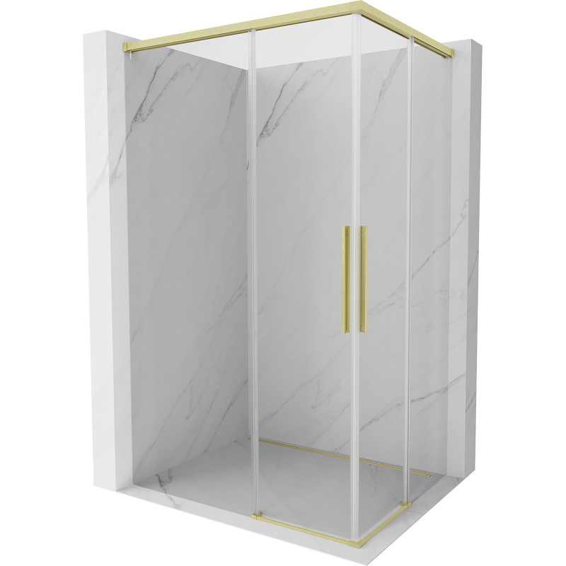 Mexen Rox Duo Duschkabine verschiebbar 90 x 75 cm, transparent, gebürstetes Gold - 8C2D-090-075-55-00