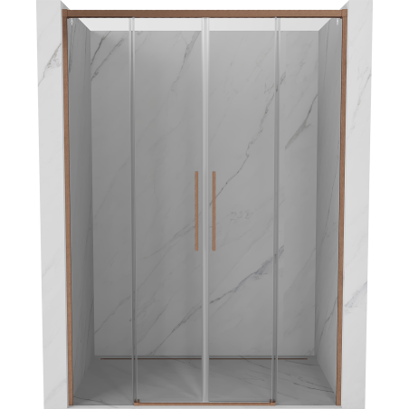 Mexen Rox Duo Schiebeduschtüren 140 cm, transparent, gebürstetes Kupfer - 8C2-140-002-65-00
