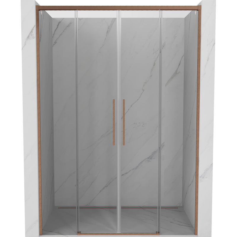 Mexen Rox Duo Schiebeduschtür 150 cm, transparent, gebürstetes Kupfer - 8C2-150-002-65-00