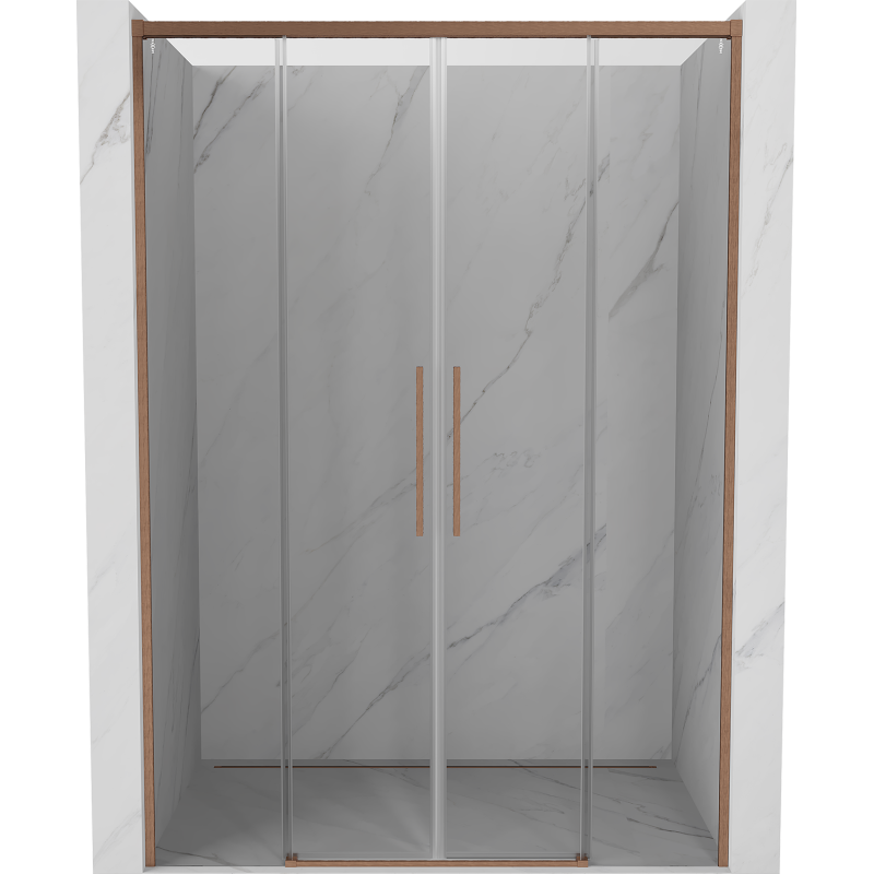 Mexen Rox Duo Schiebetüren für die Dusche 160 cm, transparent, gebürstetes Kupfer - 8C2-160-002-65-00