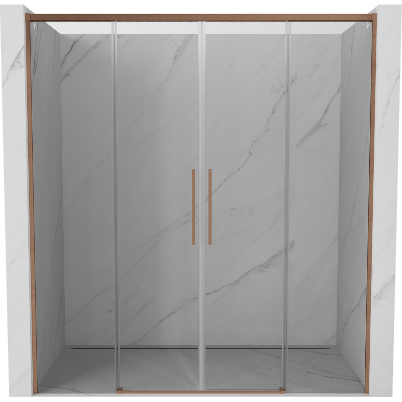 Mexen Rox Duo Schiebetüren Dusche 180 cm, transparent, gebürstetes Kupfer - 8C2-180-002-65-00