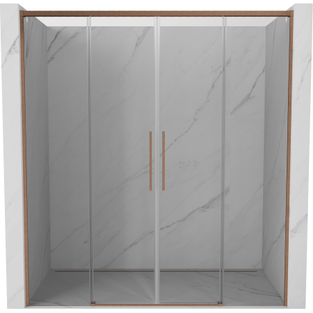 Mexen Rox Duo Schiebetüren Dusche 190 cm, transparent, gebürstetes Kupfer - 8C2-190-002-65-00