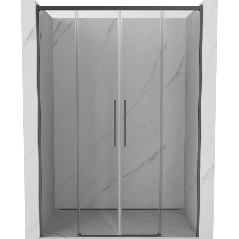 Mexen Rox Duo Schiebetür für Dusche 150 cm, transparent, gebürstetes Gun Gray - 8C2-150-002-66-00
