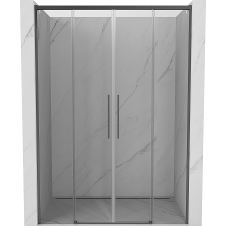 Mexen Rox Duo Schiebetür für Dusche 150 cm, transparent, gebürstetes Gun Gray - 8C2-150-002-66-00