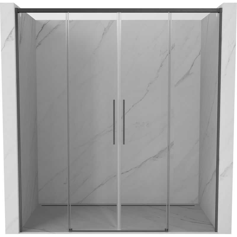 Mexen Rox Duo Schiebetüren für Dusche 170 cm, transparent, gebürstetes Gun Gray - 8C2-170-002-66-00