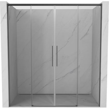Mexen Rox Duo Duschschiebetür 190 cm, transparent, gebürstetes Gun Gray - 8C2-190-002-66-00