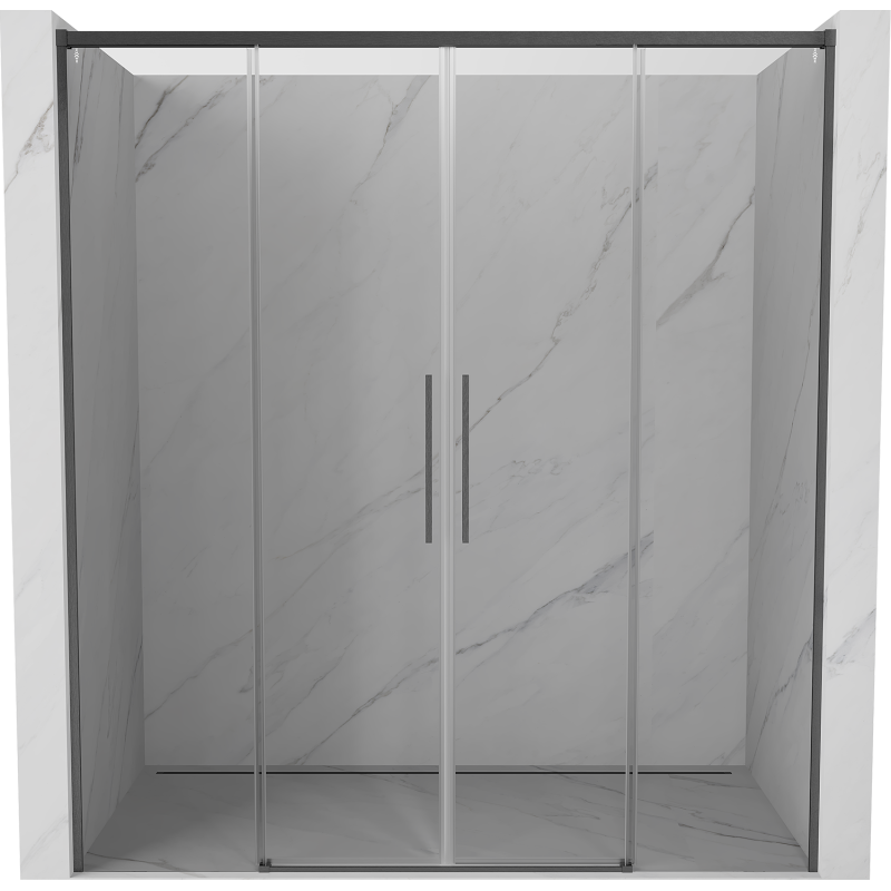 Mexen Rox Duo Schiebetüren für Dusche 200 cm, transparent, gun gray gebürstet - 8C2-200-002-66-00